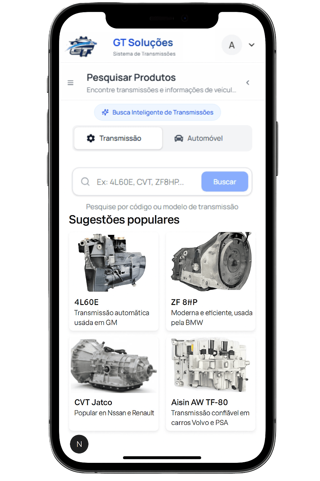 Sugestões populares responsivas